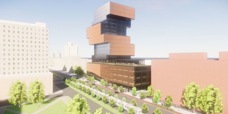 Boston University’s Center for Computing and Data Sciences—which will look like a stack of books—is officially under construction Boston University’s Center for Computing and Data Sciences—which will look like a stack of books—is officially under construction