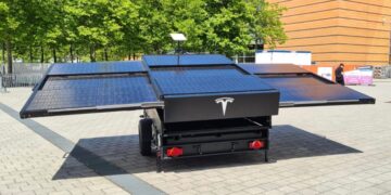 Tesla unveils solar range extender trailer with Starlink internet terminal