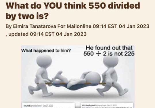 The Internet Is Fucking Stupid: People Are SHOCKED To Find Out The Answer To 550÷2